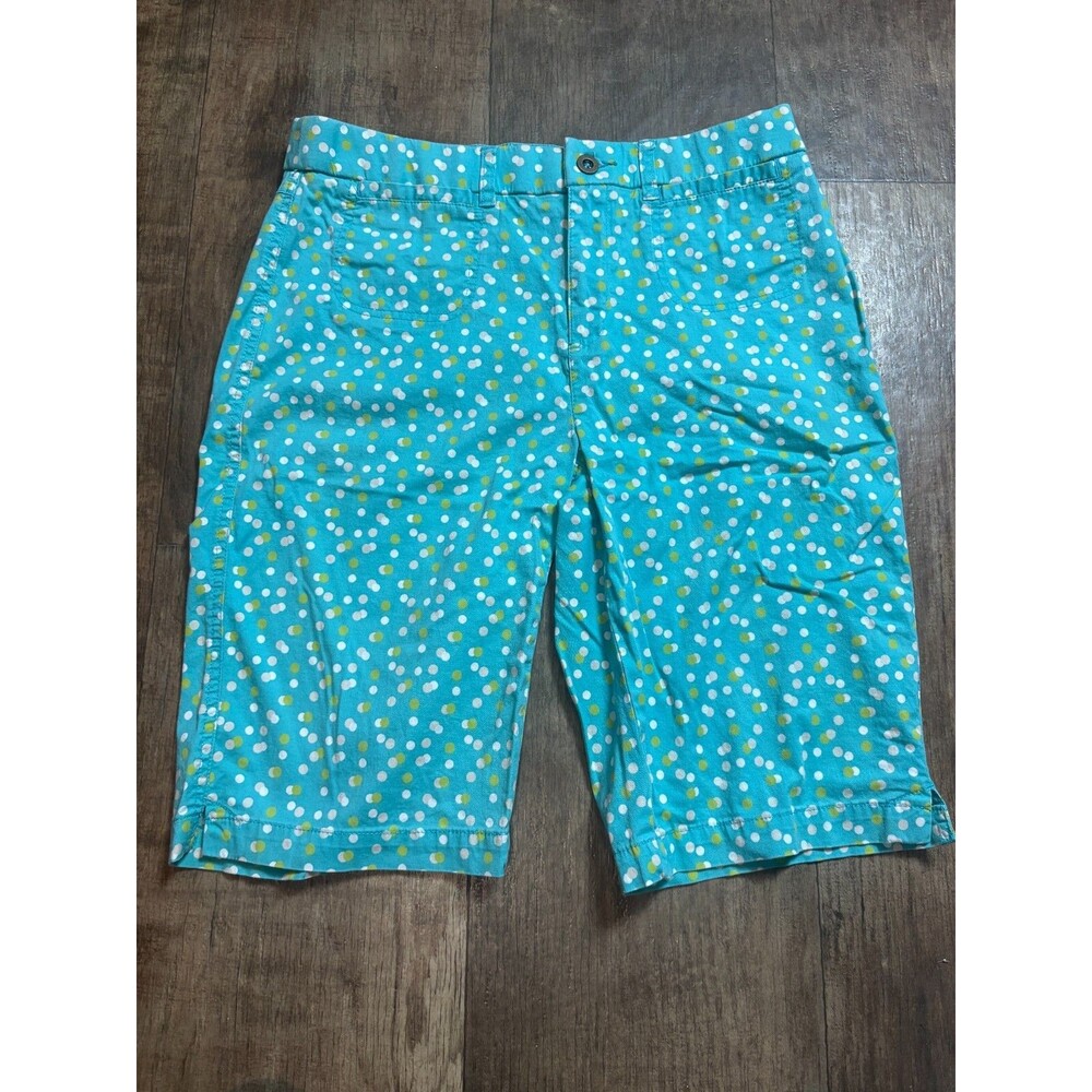 Kim Rogers Shorts Womens 8 Blue Polka dots Cotton Blend RN 31104